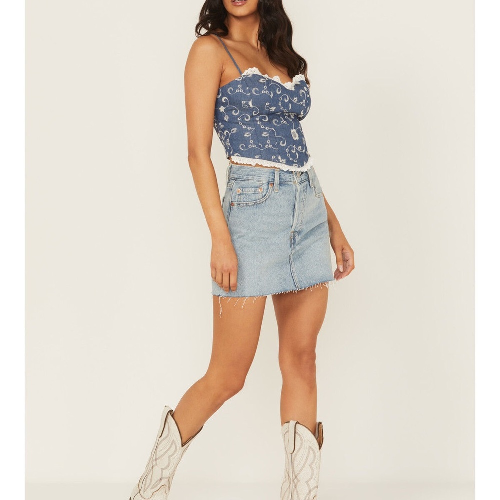 Levi's raw hem Denim Mini Skirt